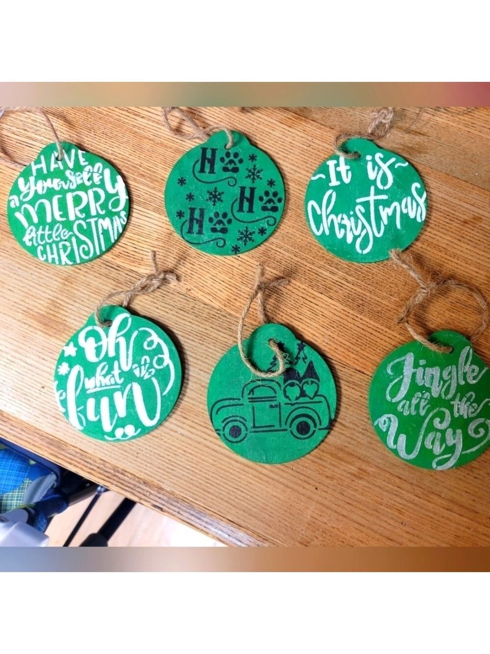 Hand crafted wood Christmas ornaments